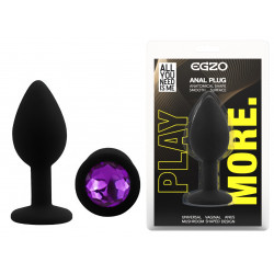 Силиконовая анальная пробка EGZO - Silicone Black Round Plug Purple, size S