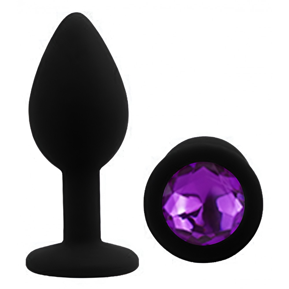Анальные игрушки без вибрации - Силиконовая анальная пробка EGZO - Silicone Black Round Plug Purple, size S 3