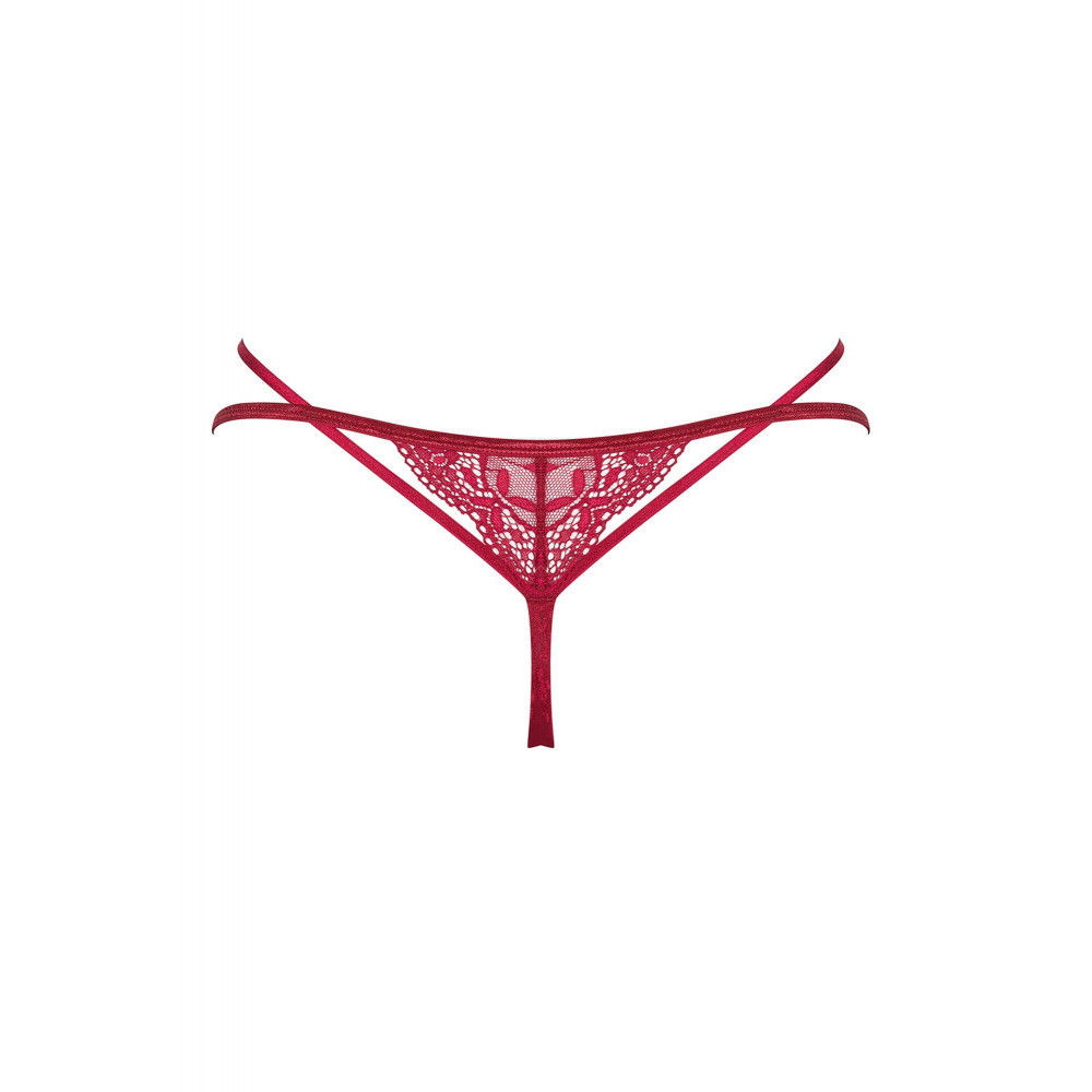 - Трусики стринги кружевные Obsessive Ivetta, красный, L/XL 4