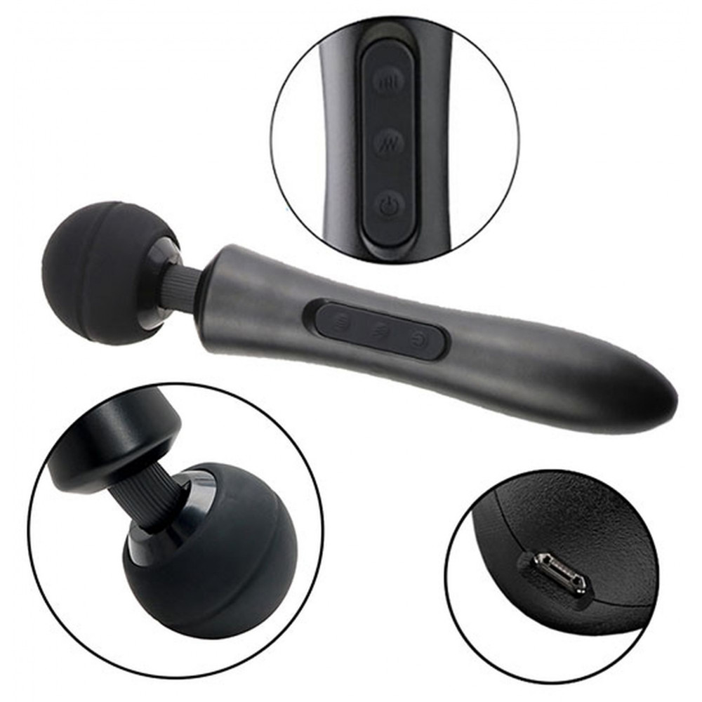 Вибратор - Вибромассажер Boss Series - Massager Ultra Powerful Big USB Black 20 Function, BS2200010 6