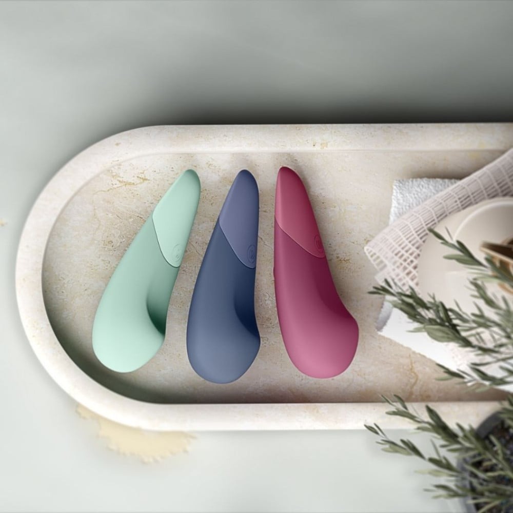 Разное - Вибратор для стимуляции клитора бесшумный Womanizer Vibe, темно-синий 7