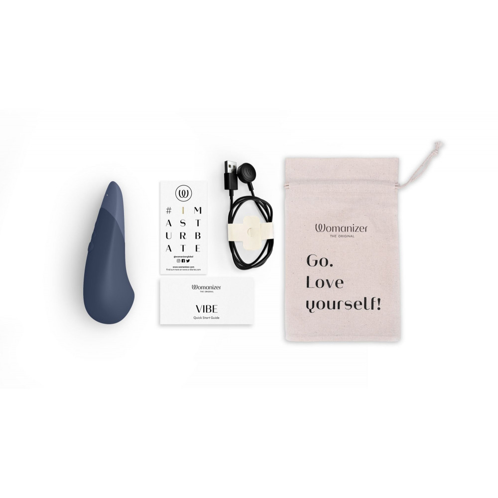 Разное - Вибратор для стимуляции клитора бесшумный Womanizer Vibe, темно-синий 11