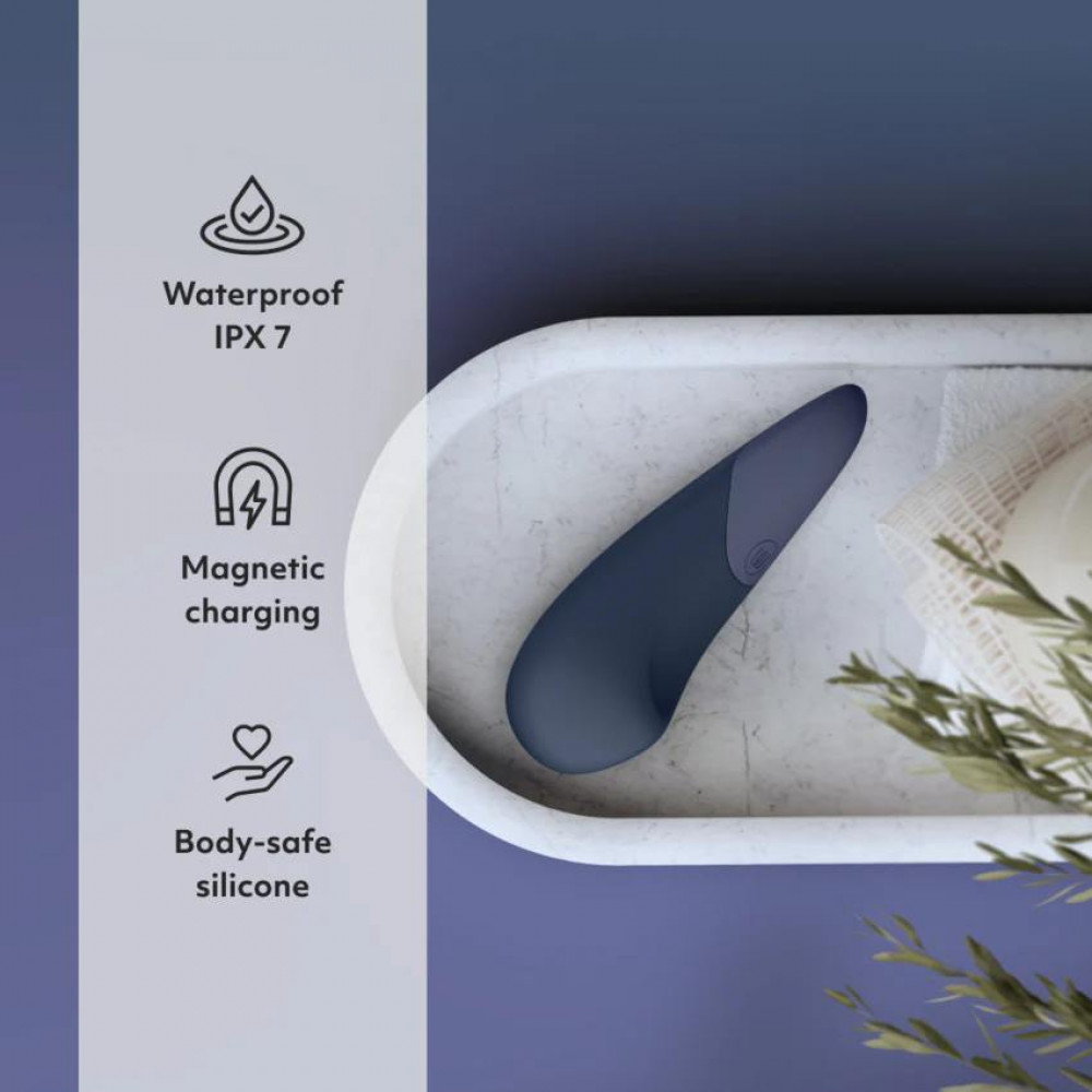 Разное - Вибратор для стимуляции клитора бесшумный Womanizer Vibe, темно-синий 6