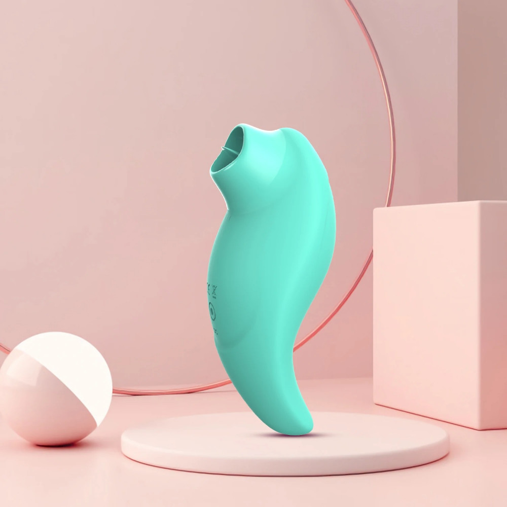 Вібропулі та міні-вібратори - Вібратор із кліторальним стимулятором із язичком Every Night Toys Jen, зелений, 10 режимів вібрації 1