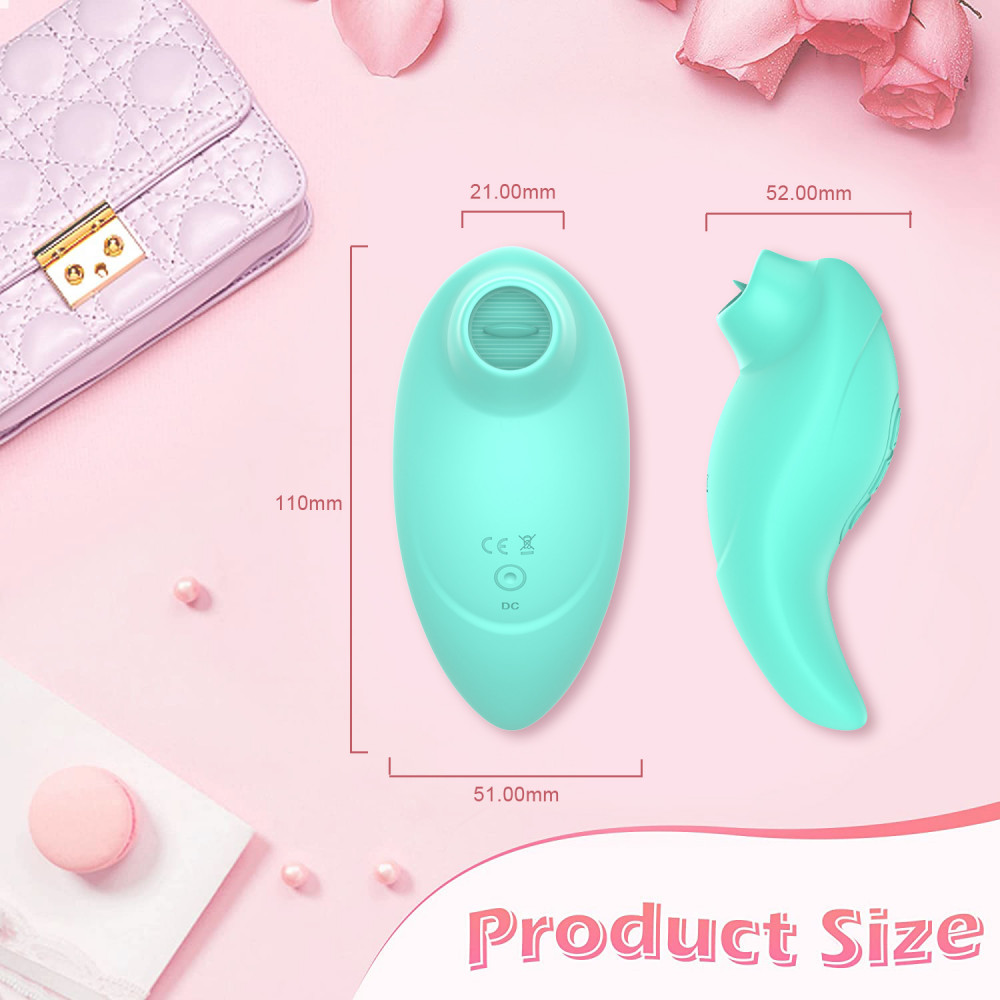 Вібропулі та міні-вібратори - Вібратор із кліторальним стимулятором із язичком Every Night Toys Jen, зелений, 10 режимів вібрації 8