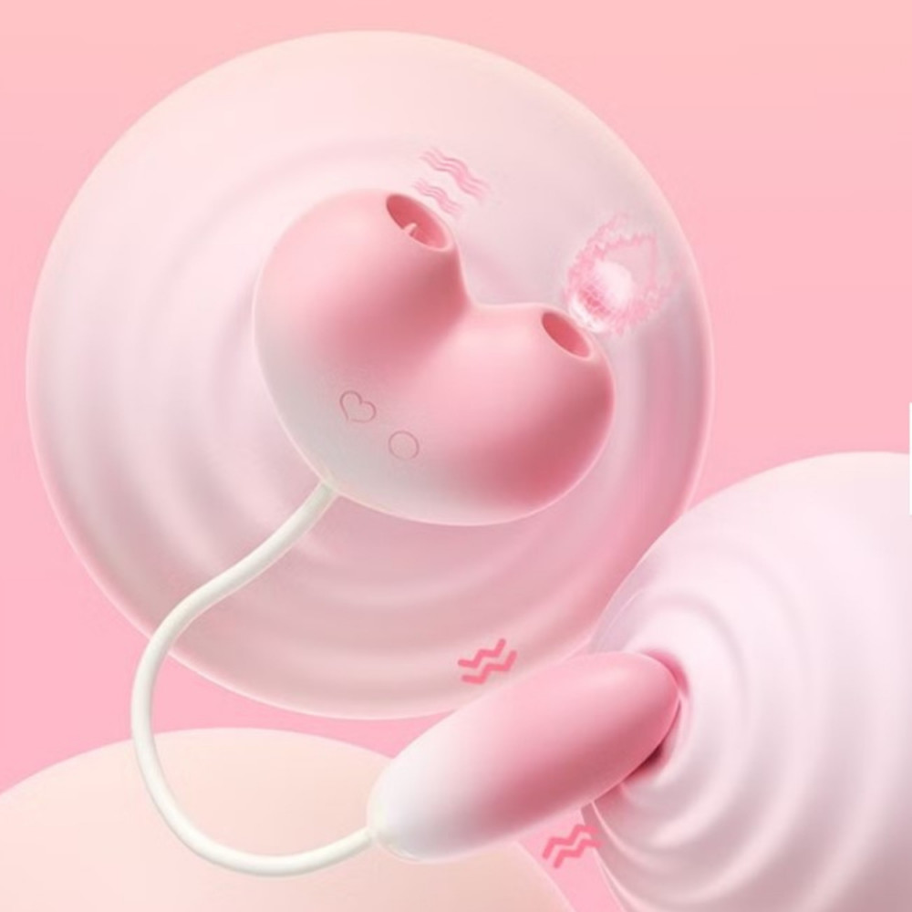  - Віброяйце з вакуумним стимулятором Zemalia Tao Tao Teng та язичком, 3 в 1, + APP, градієнтний рожевий 2