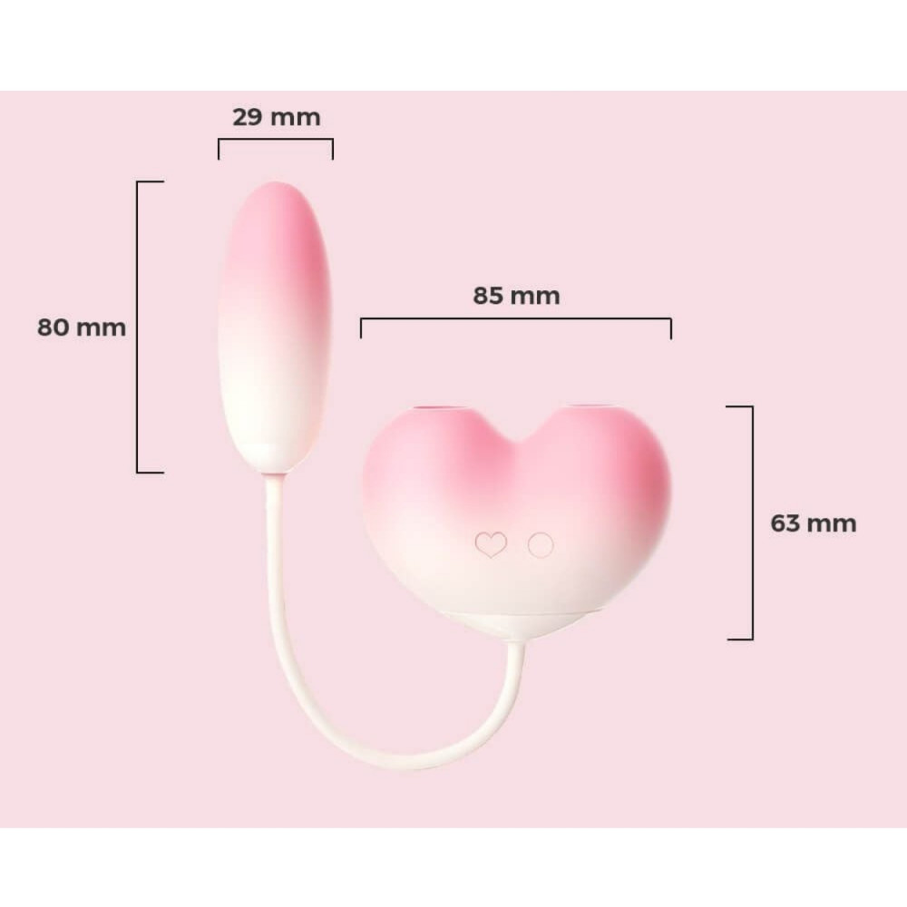  - Віброяйце з вакуумним стимулятором Zemalia Tao Tao Teng та язичком, 3 в 1, + APP, градієнтний рожевий 6