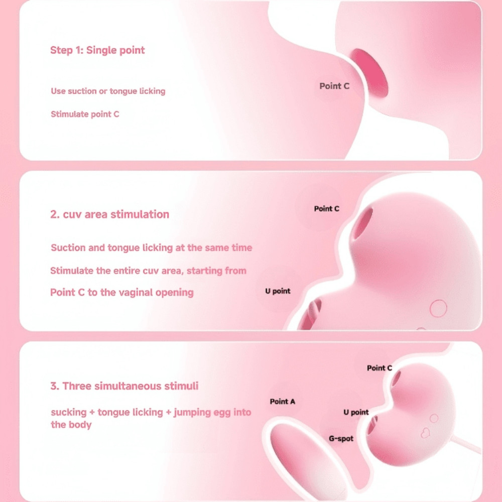  - Віброяйце з вакуумним стимулятором Zemalia Tao Tao Teng та язичком, 3 в 1, + APP, градієнтний рожевий 11