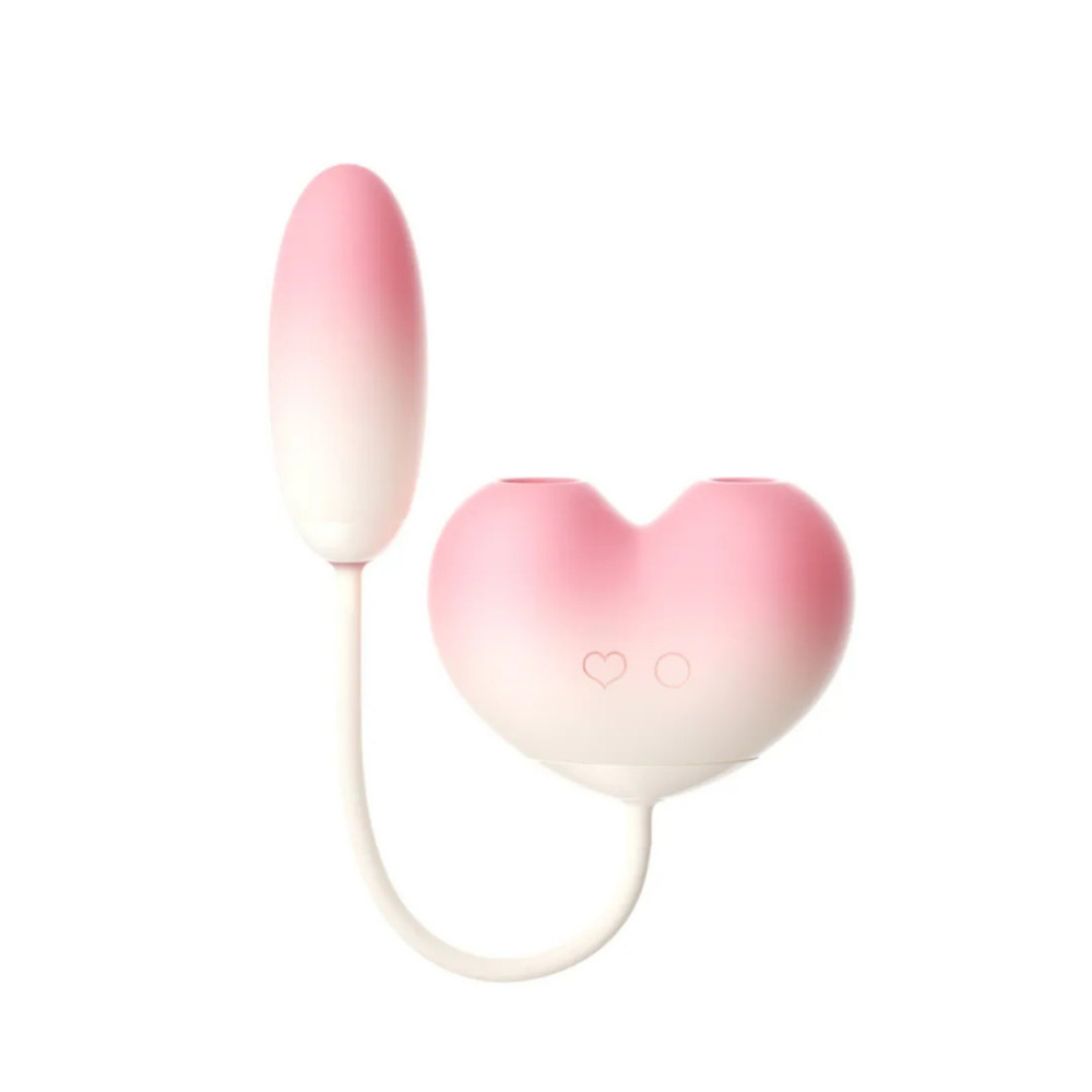  - Віброяйце з вакуумним стимулятором Zemalia Tao Tao Teng та язичком, 3 в 1, + APP, градієнтний рожевий