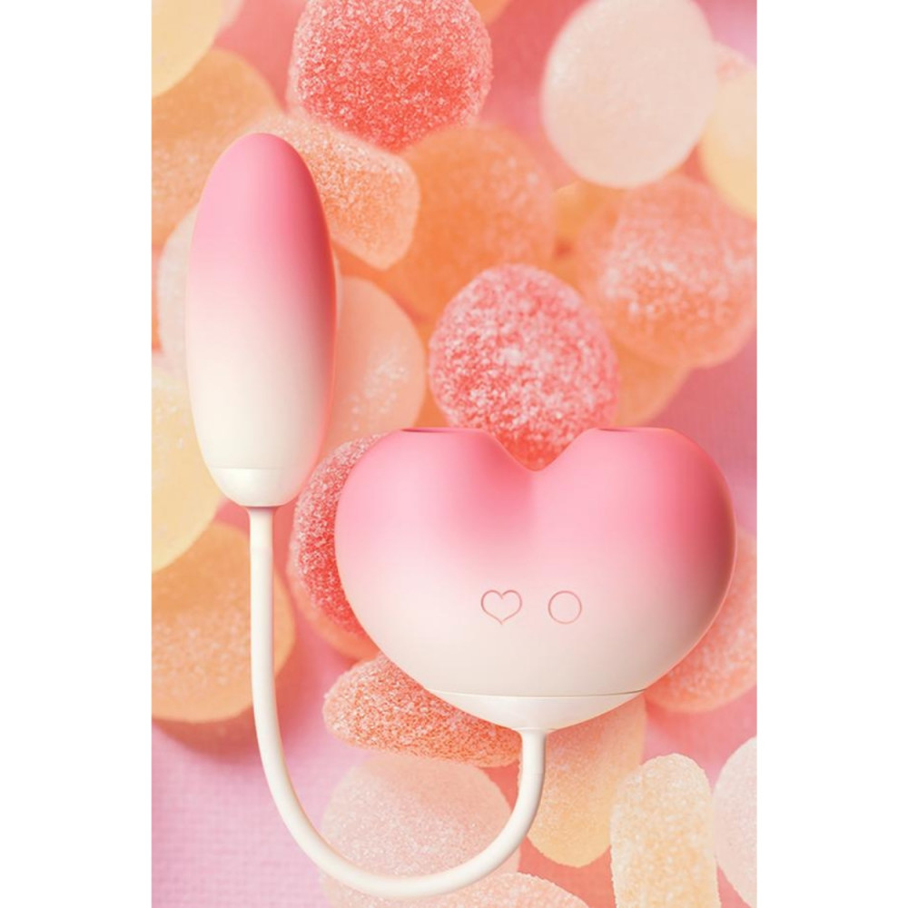  - Віброяйце з вакуумним стимулятором Zemalia Tao Tao Teng та язичком, 3 в 1, + APP, градієнтний рожевий 9