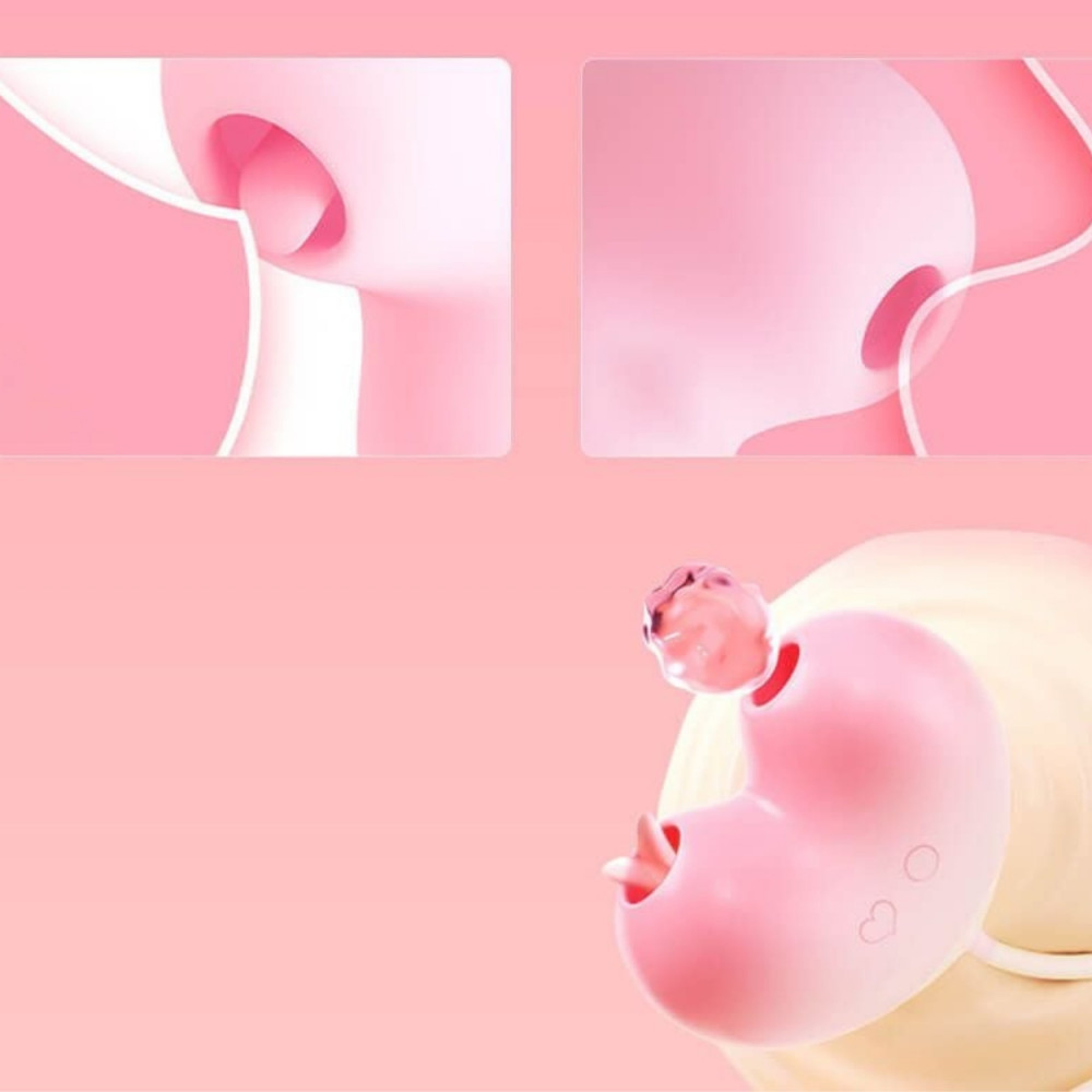  - Віброяйце з вакуумним стимулятором Zemalia Tao Tao Teng та язичком, 3 в 1, + APP, градієнтний рожевий 13