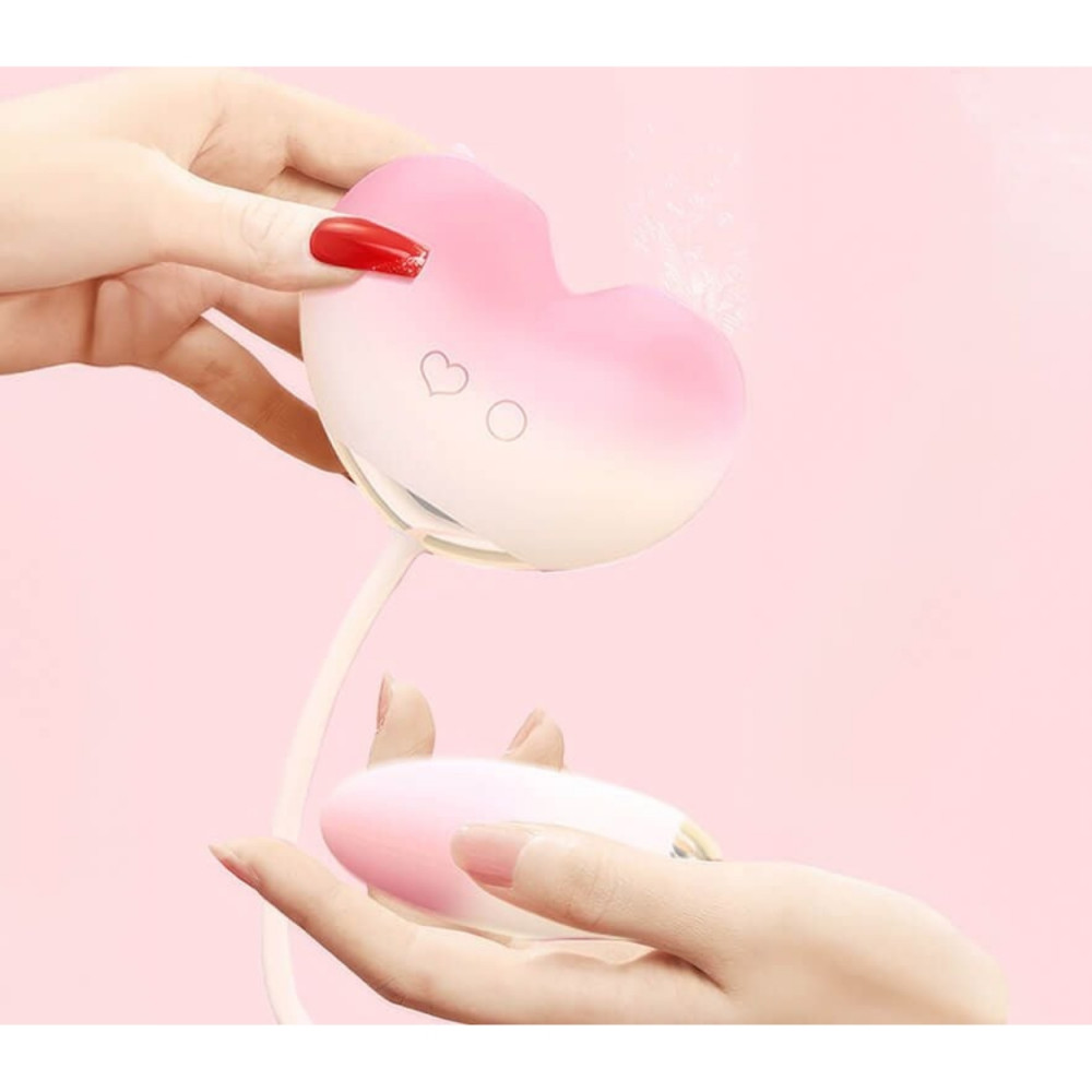  - Віброяйце з вакуумним стимулятором Zemalia Tao Tao Teng та язичком, 3 в 1, + APP, градієнтний рожевий 14