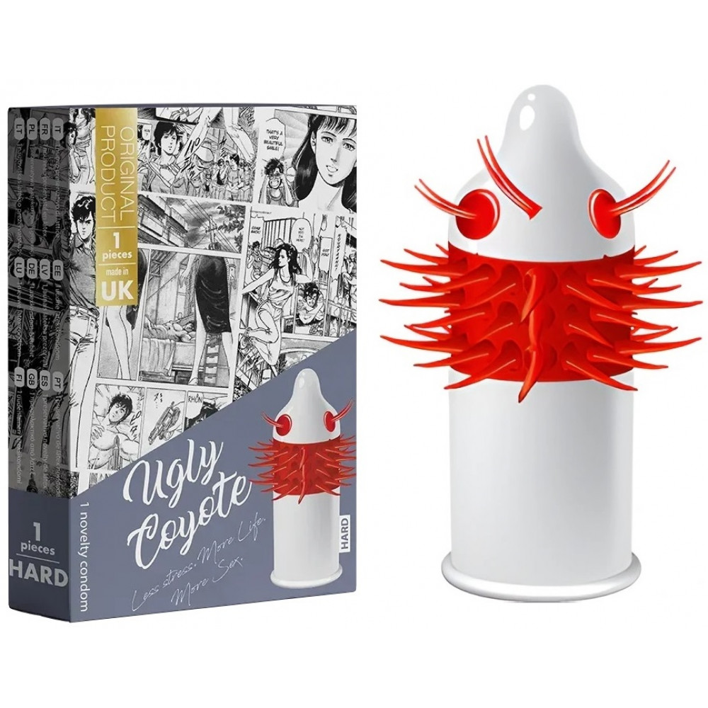 Разное - Насадка-презерватив одноразовая с эластичными усиками и шариками EGZO Ugly Coyote