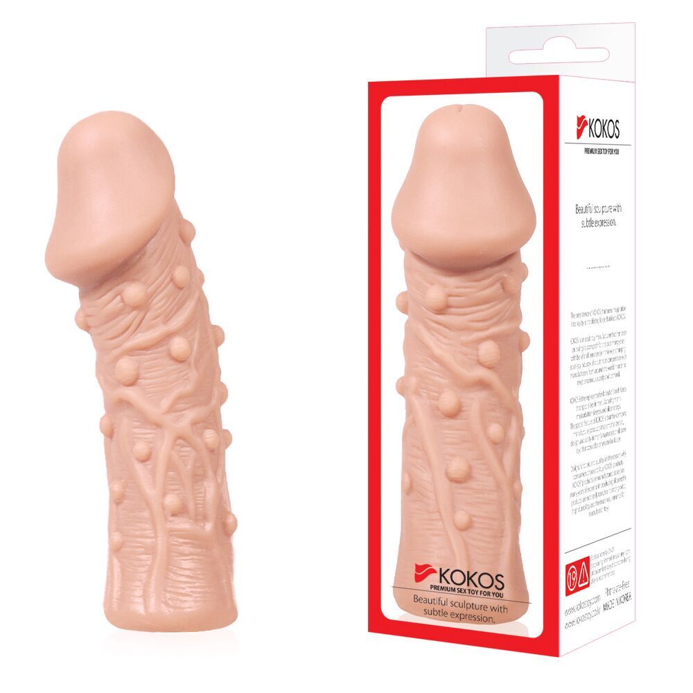 Эрекционные кольца без вибрации - Насадка на член Kokos Extreme Sleeve ES.06 размер S, утолщающая, стимулирующий рельеф 2