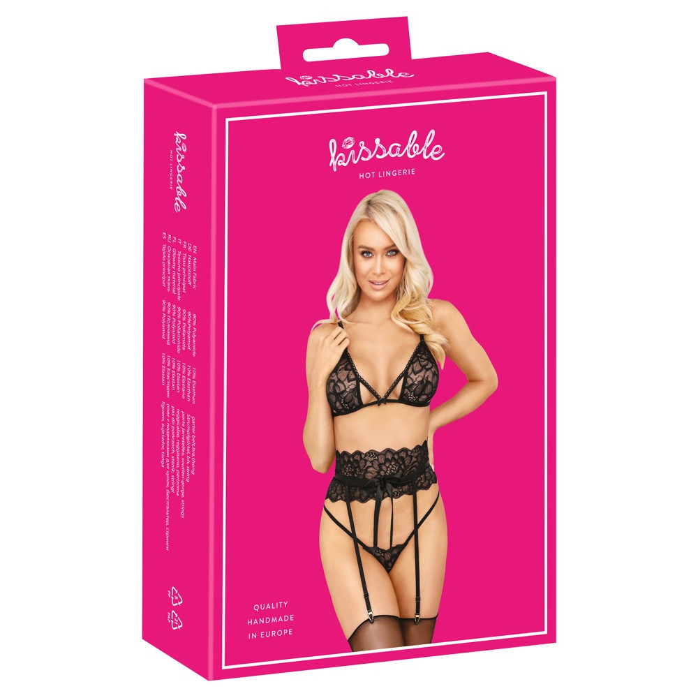 Эротическое белье - Комплект белья Suspender Set black S/M 1