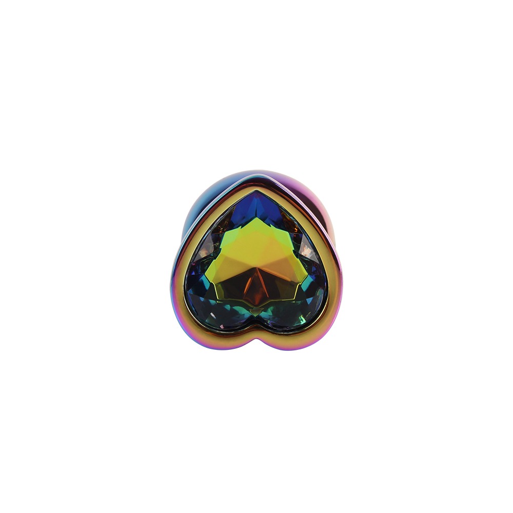 Анальные игрушки без вибрации - Анальная пробка разноцветная CHISA MATRIX MONT с разноцветным камнем в форме сердца, размер M 6