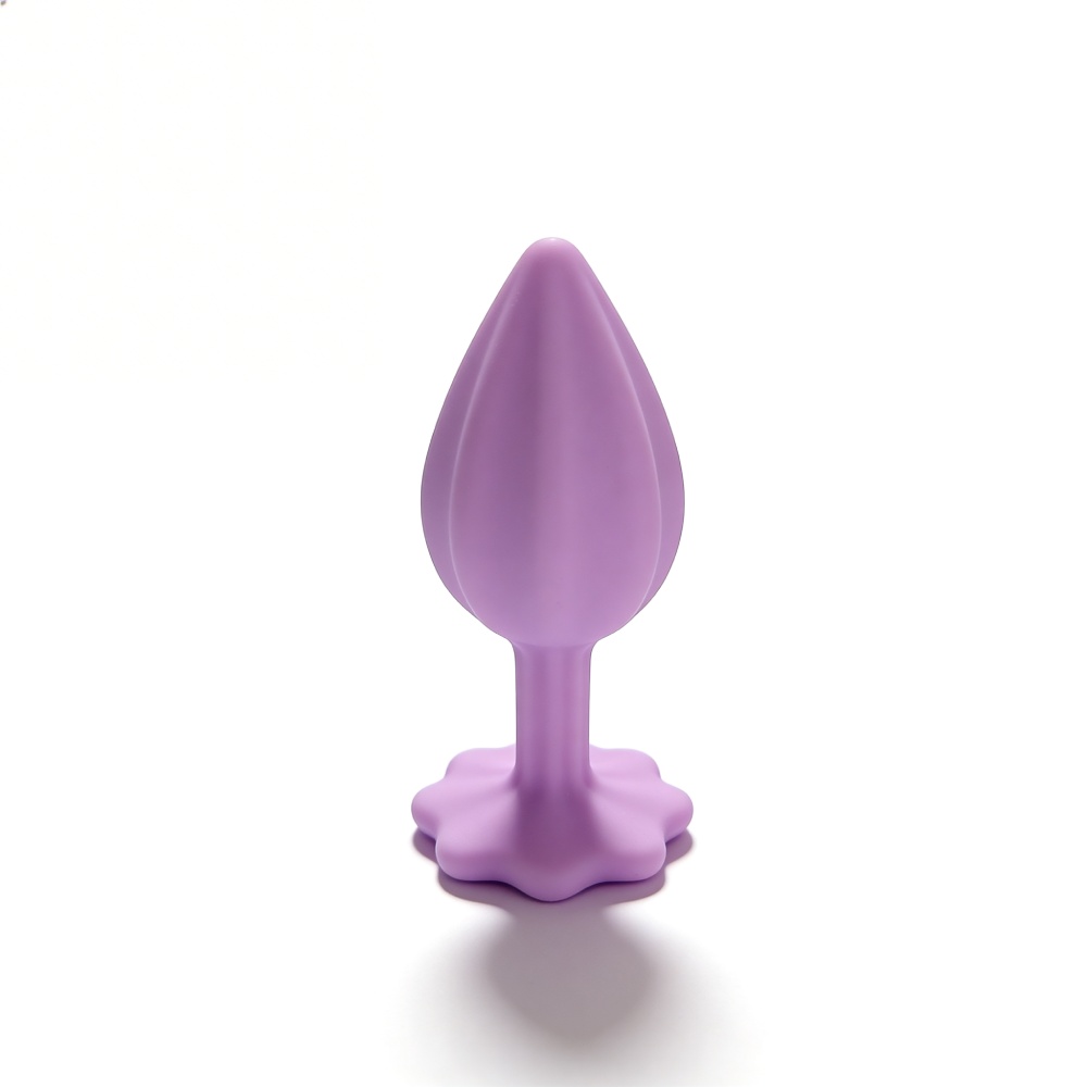 Анальные игрушки без вибрации - Анальная пробка рельефная ALUME, S, лиловая с белым пушком и сменным лиловым камнем, 7 х 2,8 см 6
