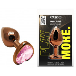 Анальная пробка с кристаллом EGZO - Dark Gold Heart Plug Pink, size S