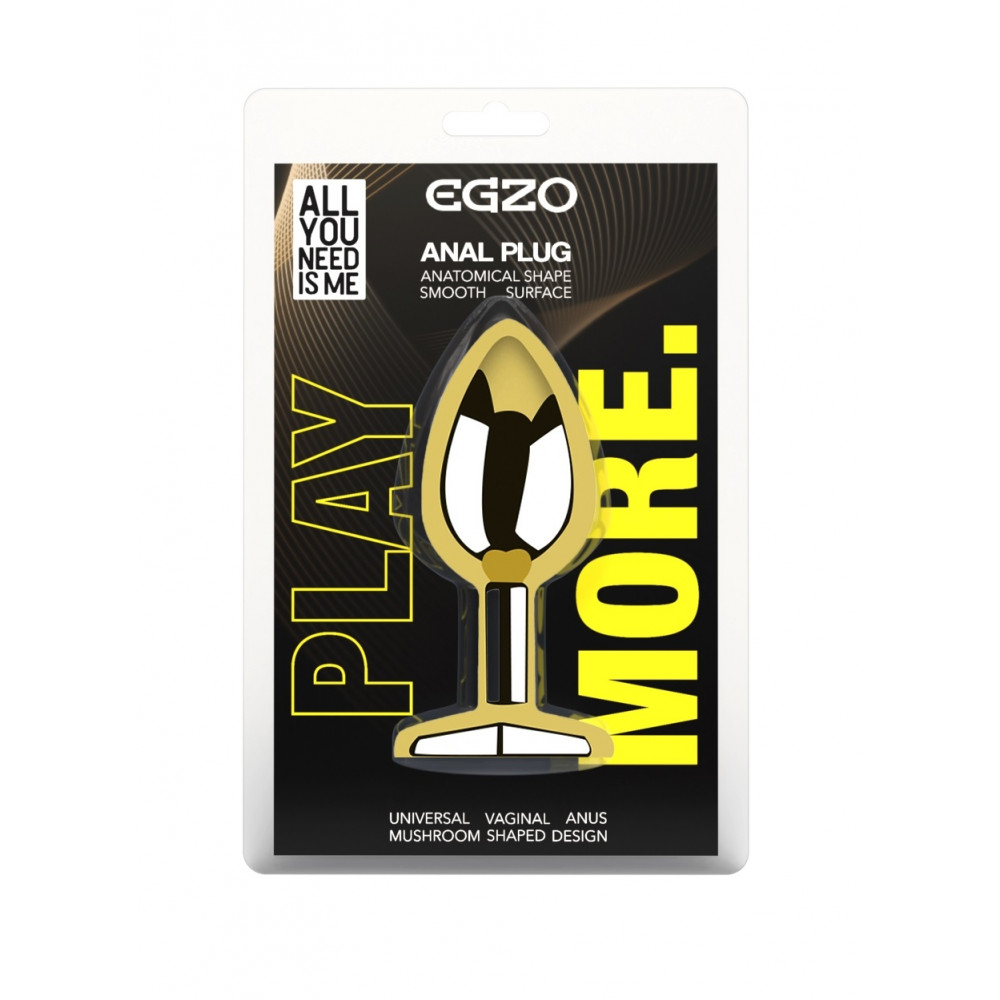 Анальные игрушки без вибрации - Анальная пробка с кристаллом EGZO - Gold Round Plug Aqua size S 1