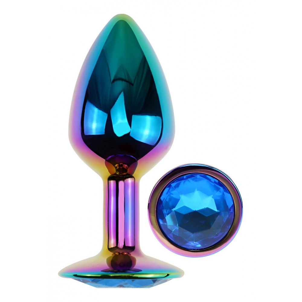 Анальные игрушки без вибрации - Анальная пробка с кристаллом EGZO - Multicolor Round Plug Black size S 4