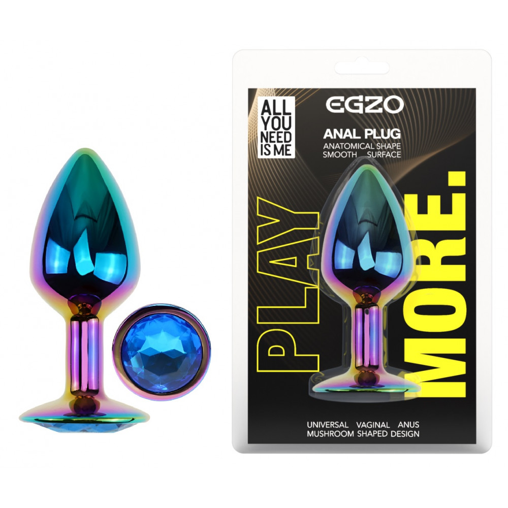 Анальные игрушки без вибрации - Анальная пробка с кристаллом EGZO - Multicolor Round Plug Black size S