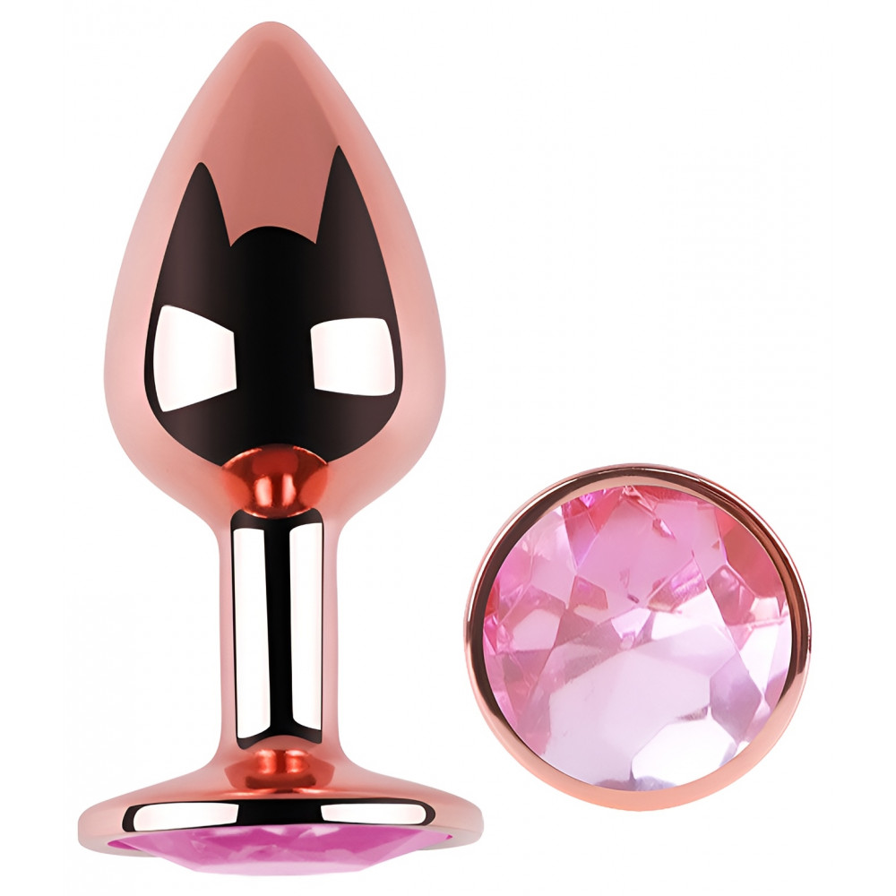 Анальные игрушки без вибрации - Анальная пробка с кристаллом EGZO - Rose Gold Round Plug Pink size S 4