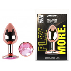 Анальная пробка с кристаллом EGZO - Rose Gold Round Plug Pink size S