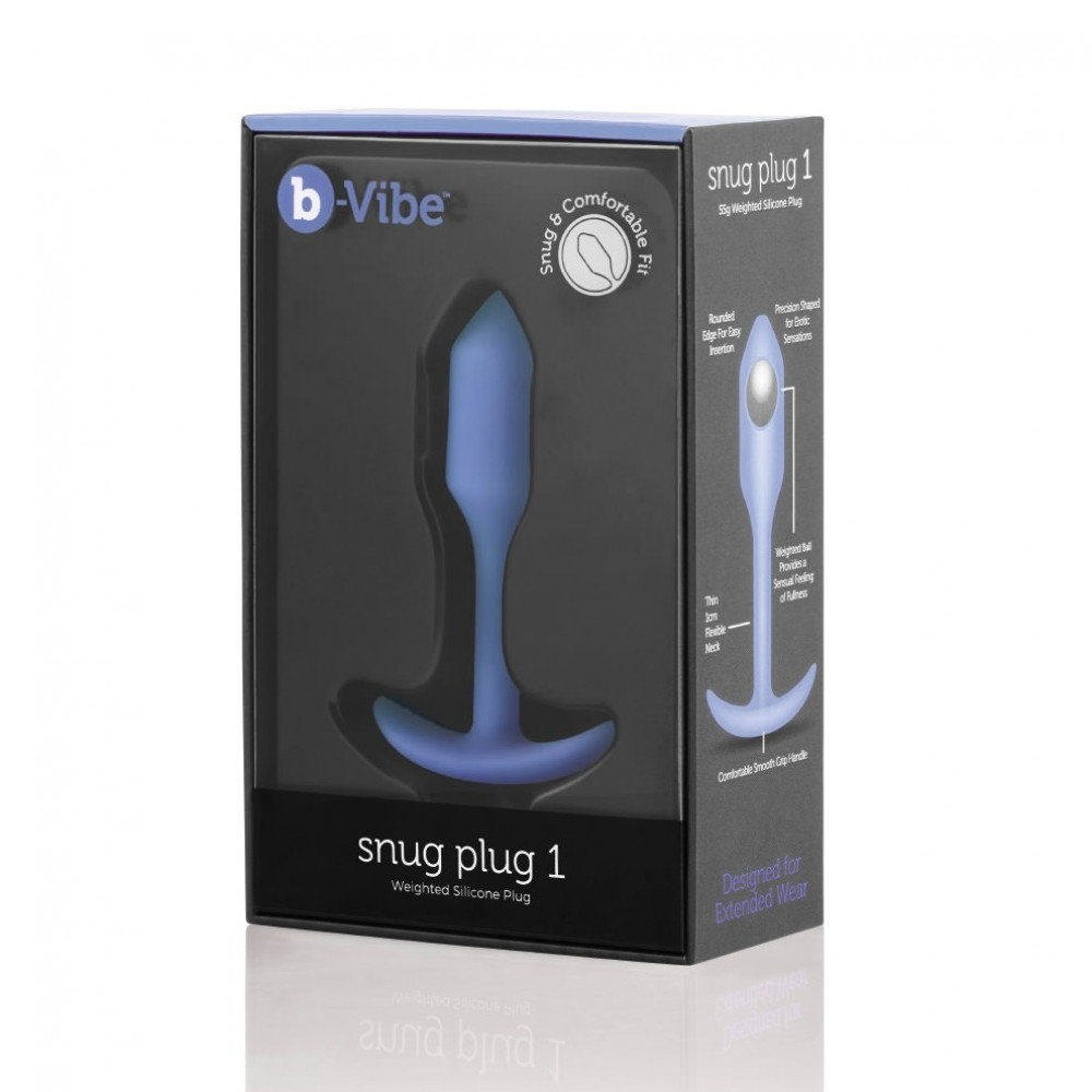 Анальные игрушки - Анальная пробка со смещенным центром тяжести, S, B-vibe Snug Plug 1 фиолетовая, 8.6 х 2.2 см 1