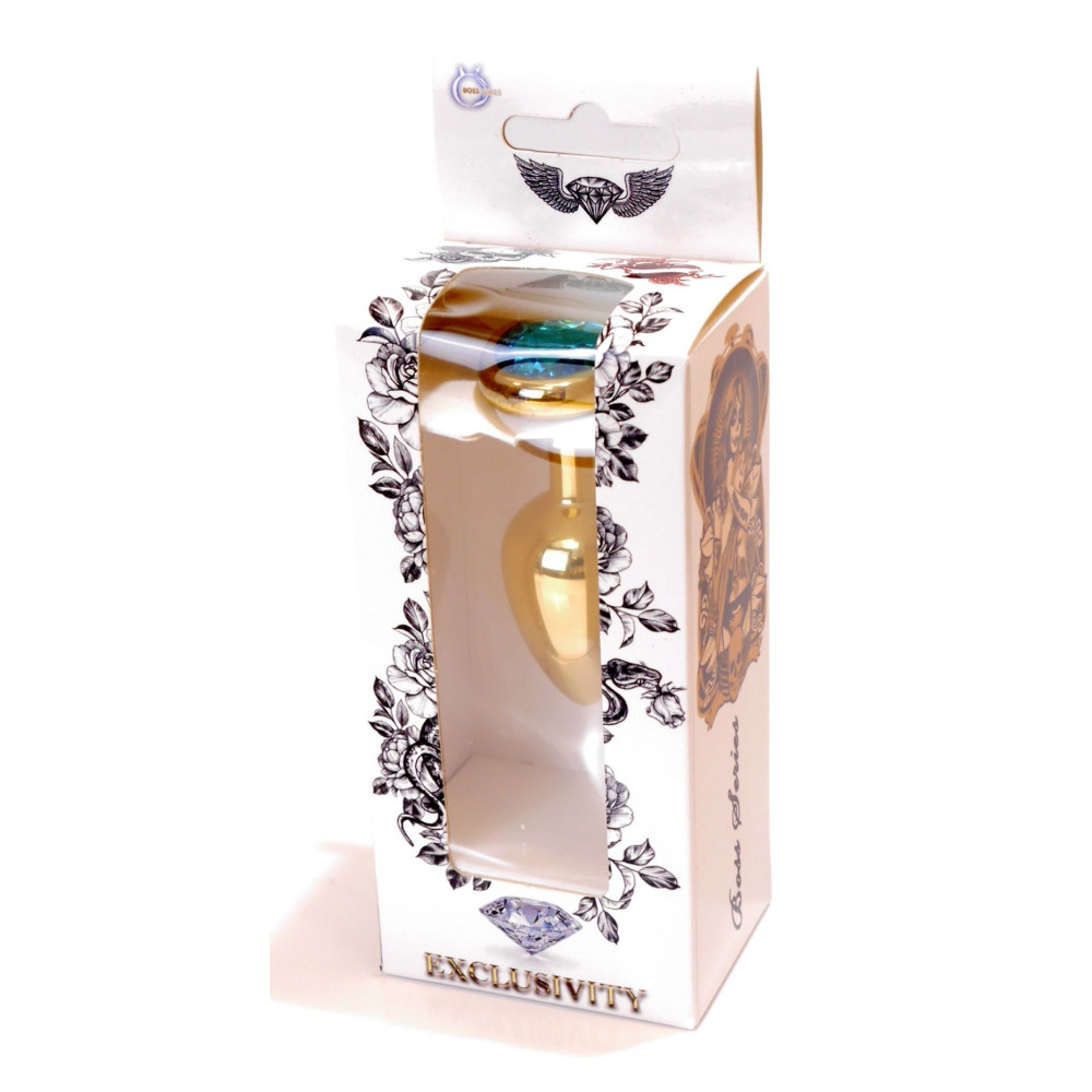 Анальные игрушки - Анальная пробка Boss Series - Jewellery Gold Heart PLUG Light Blue S, BS6400040 2