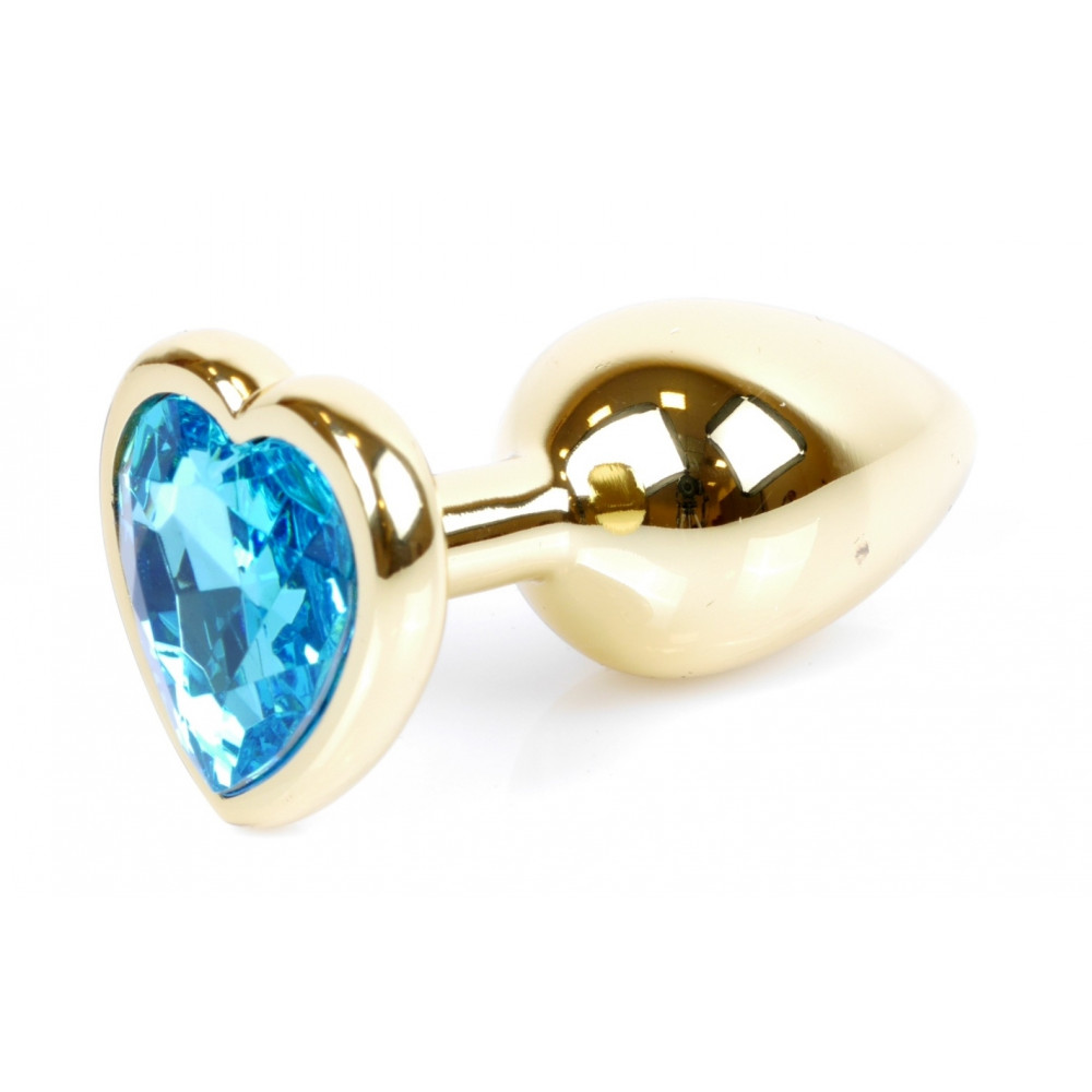 Анальные игрушки - Анальная пробка Boss Series - Jewellery Gold Heart PLUG Light Blue S, BS6400040 6