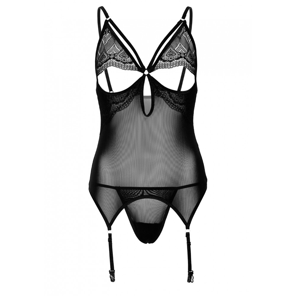 Різне - Корсет з підв'язками мереживною Daring Intimates Underboob Cami Garter, зі стрінгами, чорний, S/M 4