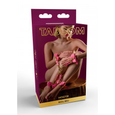 Хрестоподібний фіксатор для бондажу Taboom Malibu Hogtie з карабінами та кільцем, рожевий