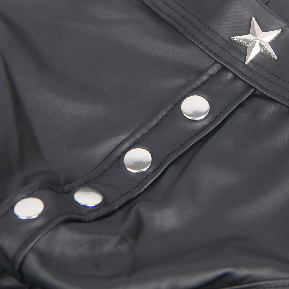 Різне - Чоловічі труси із заклепками Star Night з імітацією шкіри, чорні, XL 7