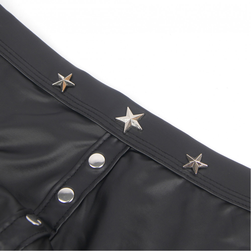 Різне - Чоловічі труси із заклепками Star Night з імітацією шкіри, чорні, XL 6