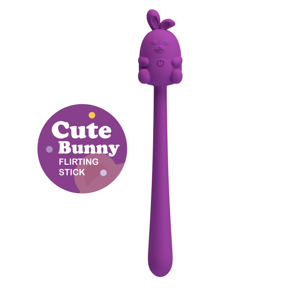 Вібропулі та міні-вібратори - Міні-вібратор на паличці PRETTY LOVE Cute Bunny гнучкий, фіолетовий, 14.2 х 1.8 см 23