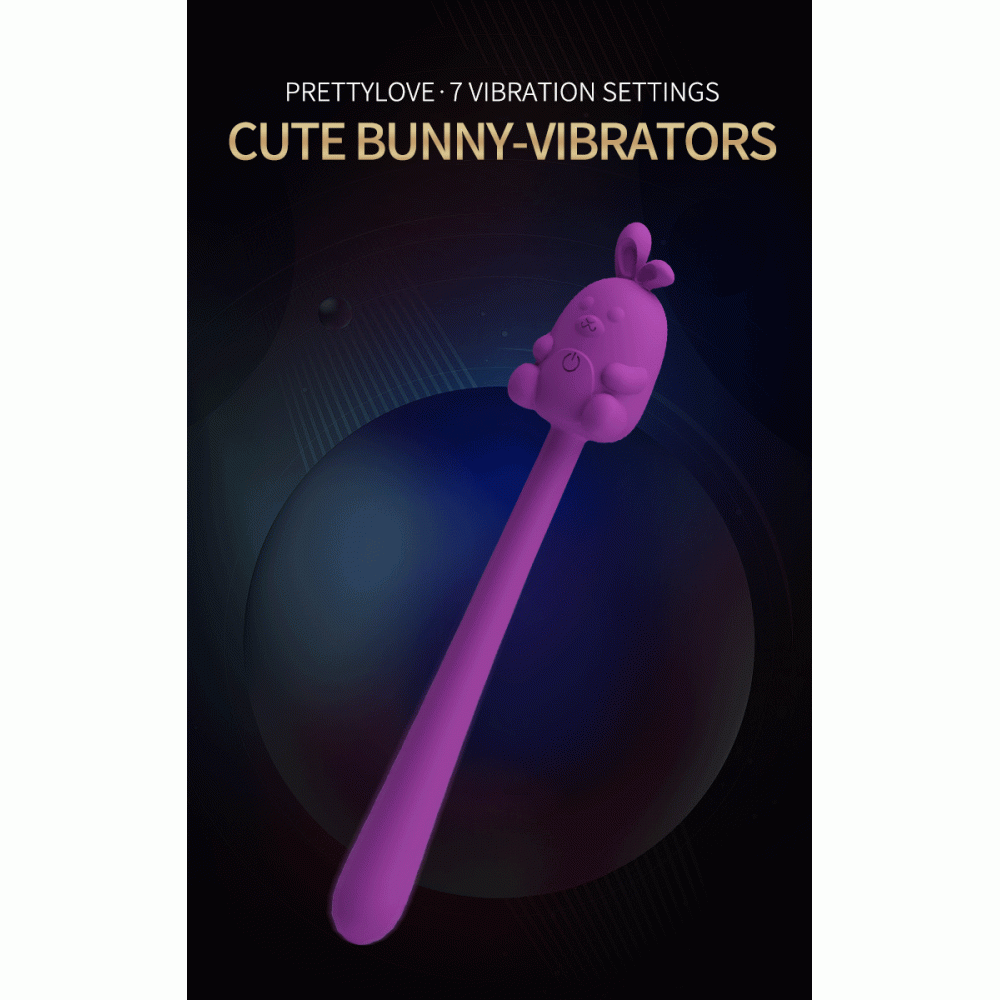 Вібропулі та міні-вібратори - Міні-вібратор на паличці PRETTY LOVE Cute Bunny гнучкий, фіолетовий, 14.2 х 1.8 см 10
