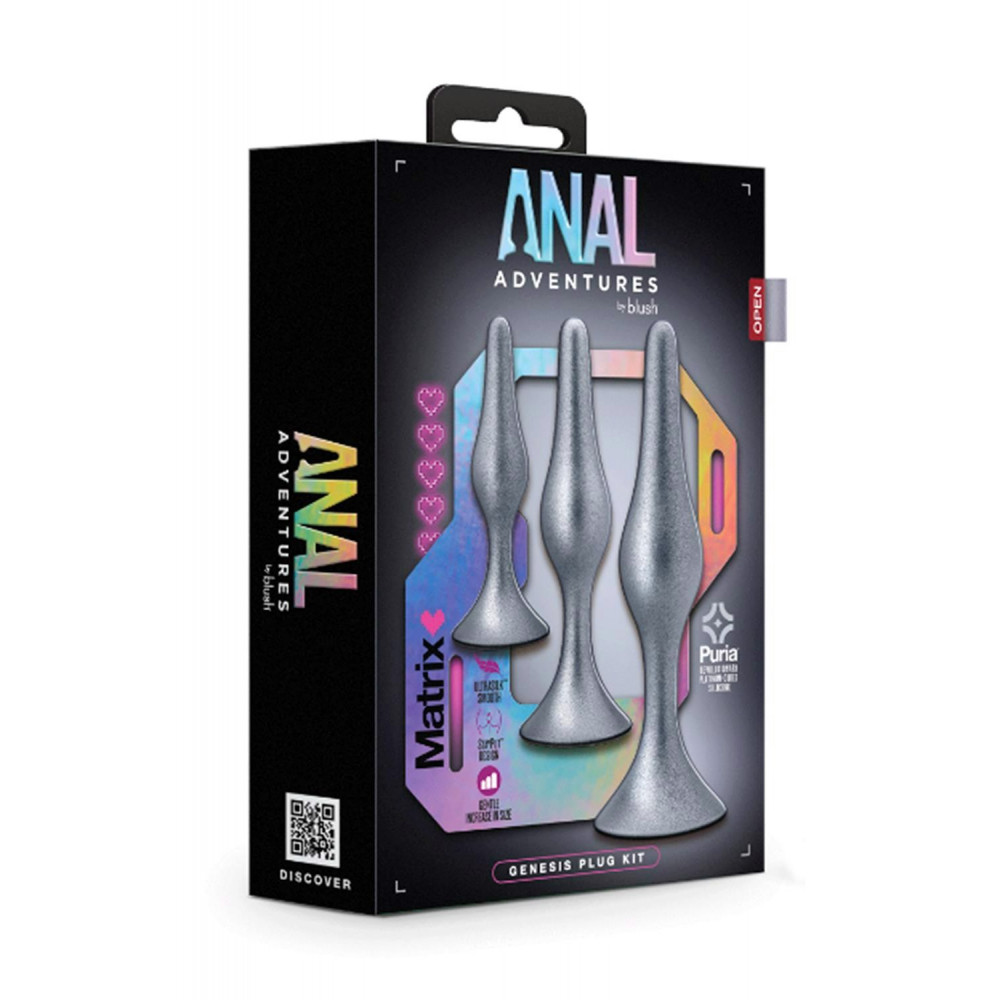 Разное - Набор анальных пробок серебряный ,ANAL ADVENTURES MATRIX GENESIS PLUG KIT 4