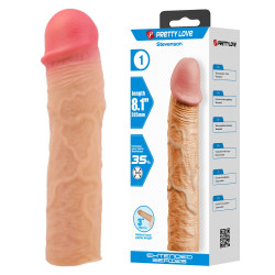Насадка на член удлиняющая +7.6 см Pretty Love Stevenson реалистичная, телесная, 20.5 х 4.4 см