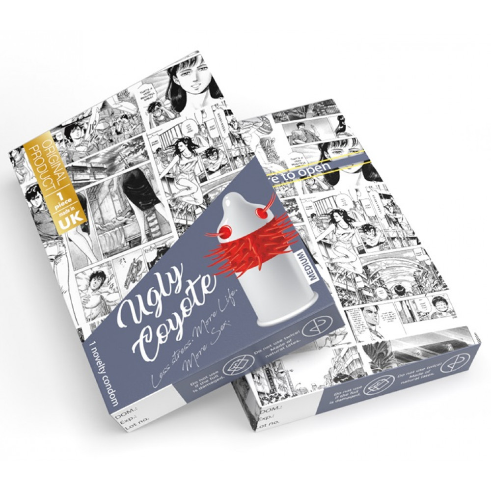 Разное - Насадка-презерватив одноразовая с эластичными усиками и шариками EGZO Ugly Coyote 1