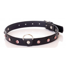 Нашийник зі штучної шкіри з кристалами Fetish Boss Series - Collar Pink Crystal, BS3300120