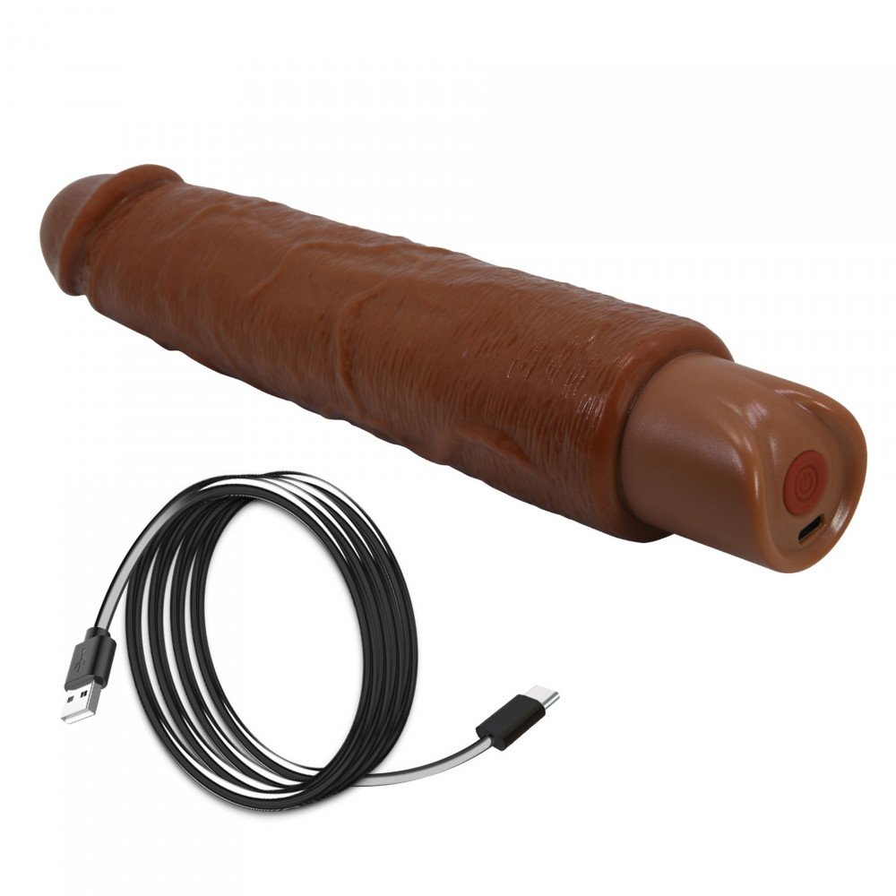 - Перезаряжаемый вибратор реалистик Pretty Love - Soren Realistic Vibrating Dildo Brown, BW-500083-1 9