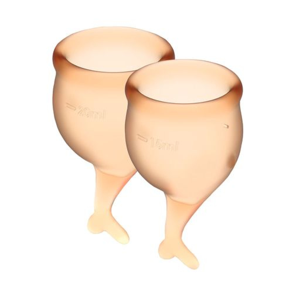 Менструальні чаші - Набір менструальних чаш Satisfyer Feel Secure (orange), 15мл і 20мл, мішечок для зберігання