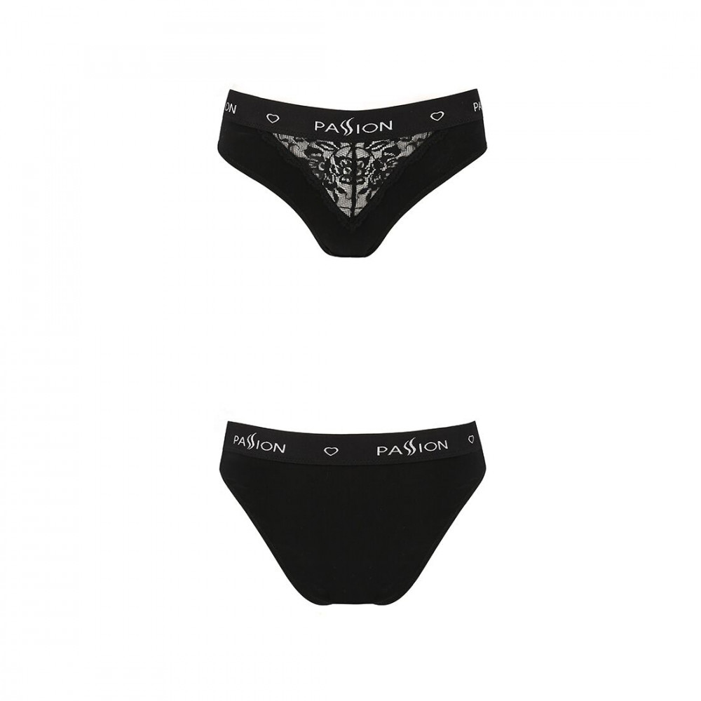 Эротические комплекты - Трусики с широкой резинкой и кружевом Passion PS001 PANTIES black, size L 3