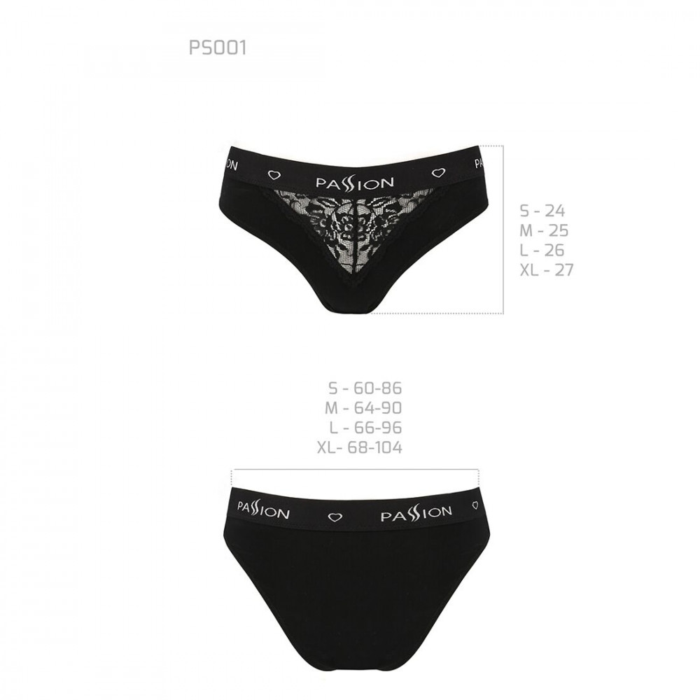 Эротические комплекты - Трусики с широкой резинкой и кружевом Passion PS001 PANTIES black, size L 2