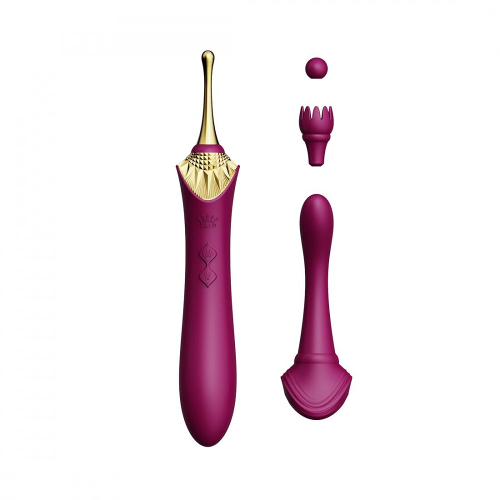 Клиторальный вибратор - Вагинально-клиторальный вибратор Zalo — Bess Velvet Purple, мультифункциональный с насадками