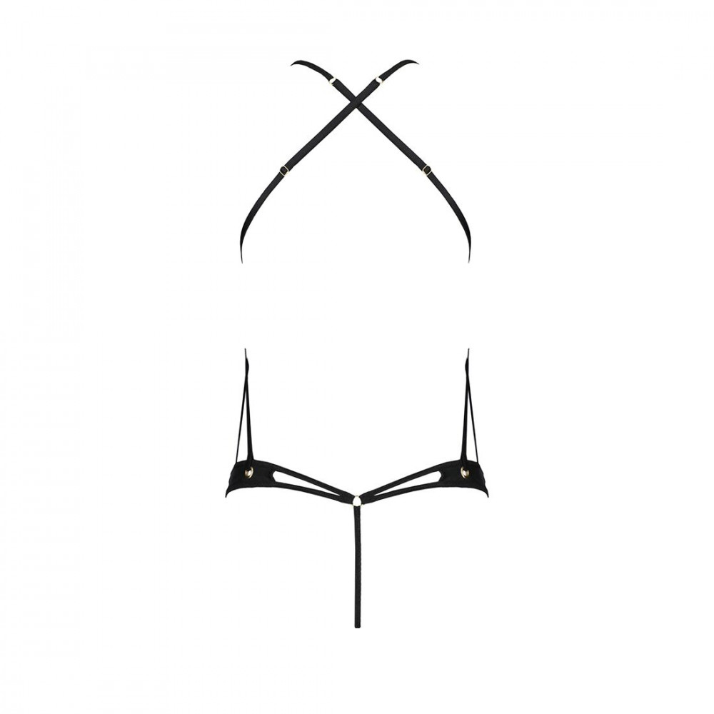 Эротическое боди - Боди с открытым доступом Passion TASMINA BODY L/XL black, экокожа, шнуровки, ажурные кружева 2