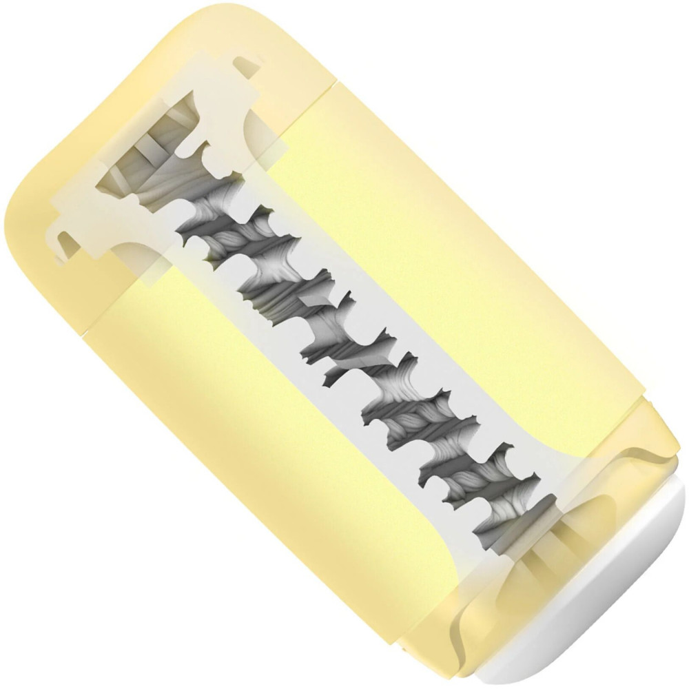 Мастурбаторы без вибрации - Мастурбатор TENGA PUFFY Custard Yellow, ультрамягкий материал, многоразовый, сквозной 3