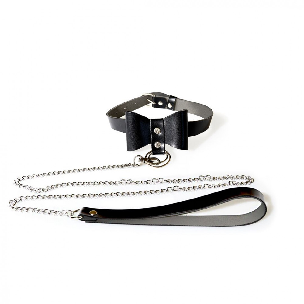 Різне - Чокер з повідцем Art of Sex - Butterfly чорний, екошкіра