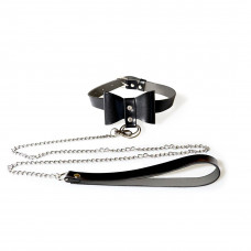 Чокер з повідцем Art of Sex - Butterfly чорний, екошкіра