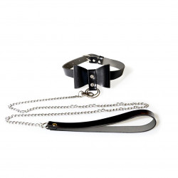 Чокер с поводком Art of Sex - Butterfly черный, экокожа